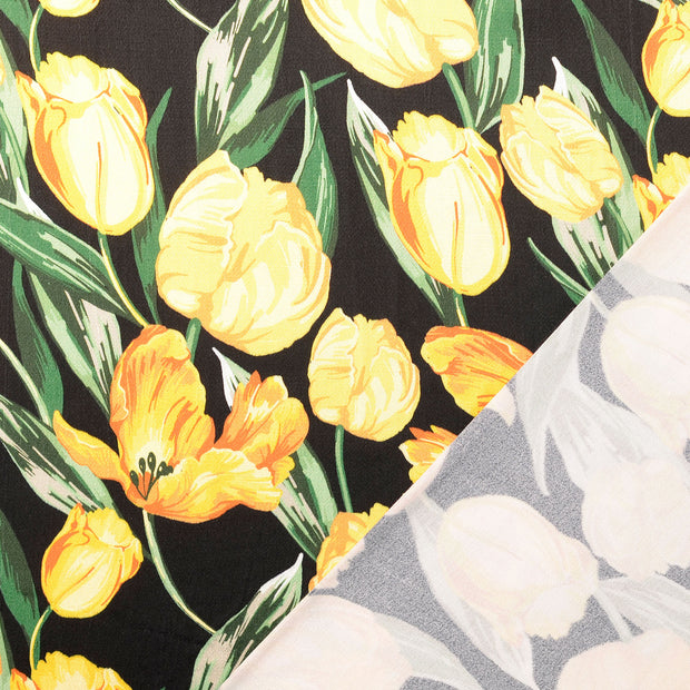 Viscose Satin fabrik Gelb digital bedruckt 