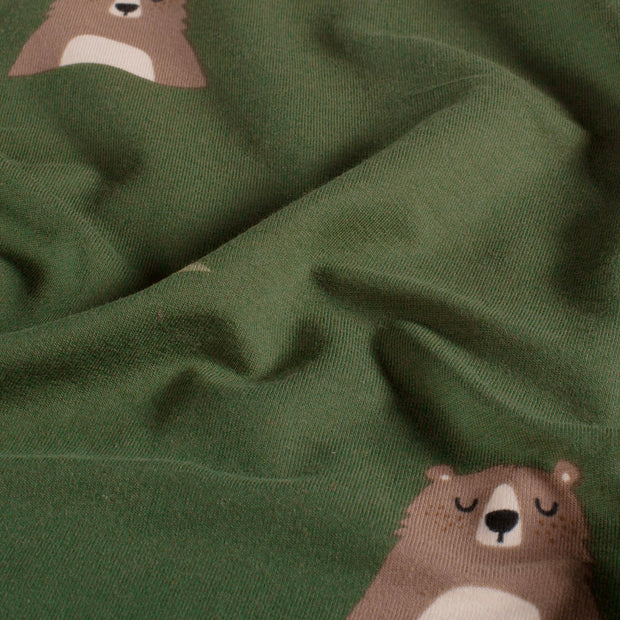 French Terry fabric Bears Dark Green