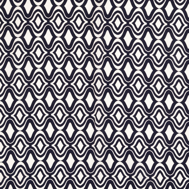 Popeline de Viscose tissu motifs géométriques Bleu Marine