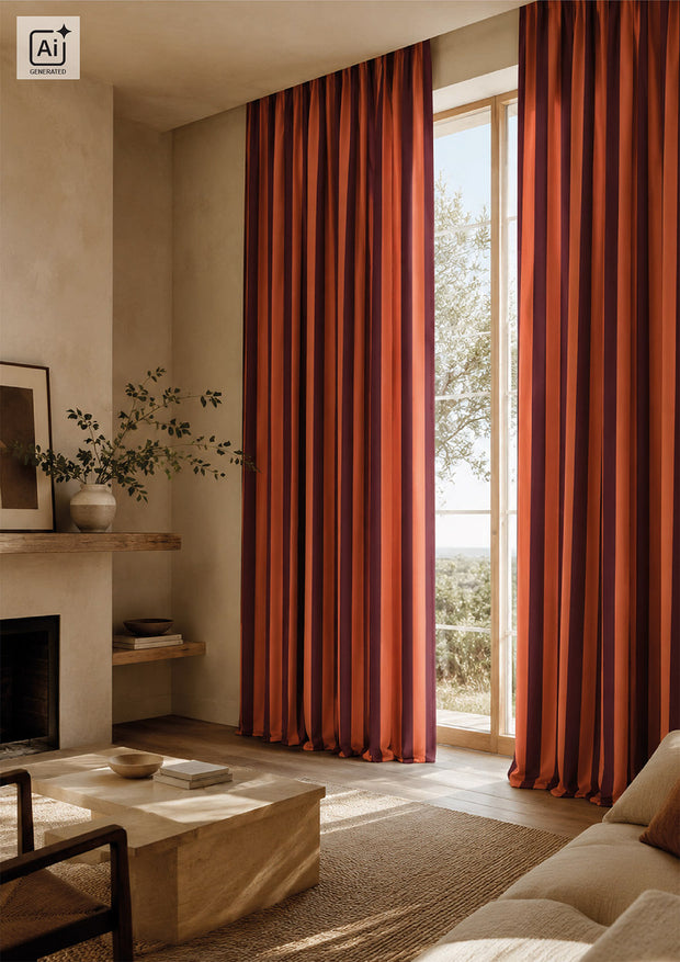 Panama fabric Stripes Bordeaux