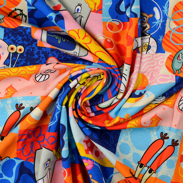 Jersey de Coton tissu multicolore 