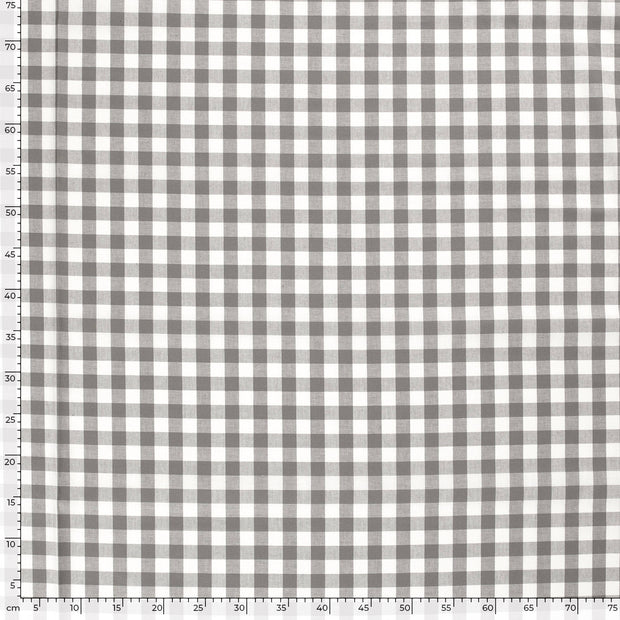 Cotton Poplin fabric Checks Dark Grey
