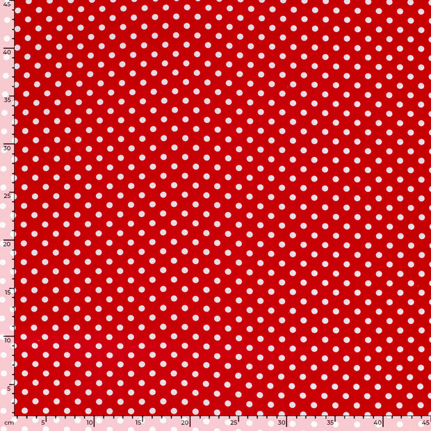 Cotton Poplin fabric Dots Red