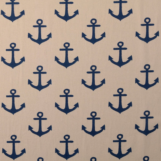 Cotton Poplin fabric Anchors Beige