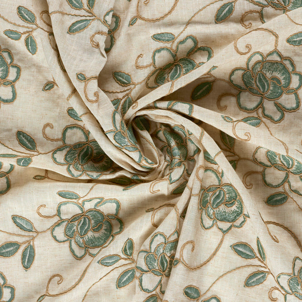  tissu Menthe foncée brodé 