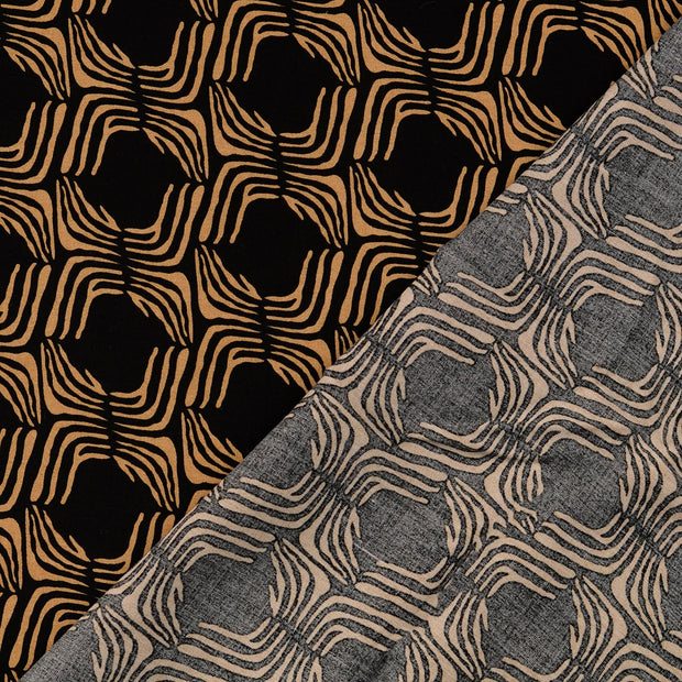 Popeline de Viscose tissu Noir imprimé 