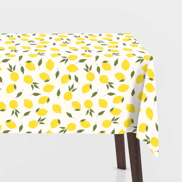 Coated Tablecloth fabric Fruits Off White