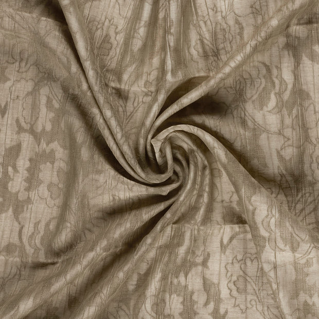  tissu Marron taupe brodé 