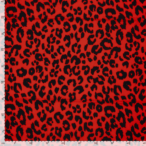 Twill Stretch fabric Leopards Red