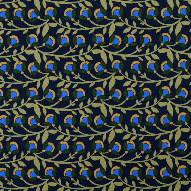 French Terry tissu fleurs Bleu clair