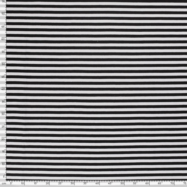 Jersey de Coton Fil Teint tissu rayures Noir