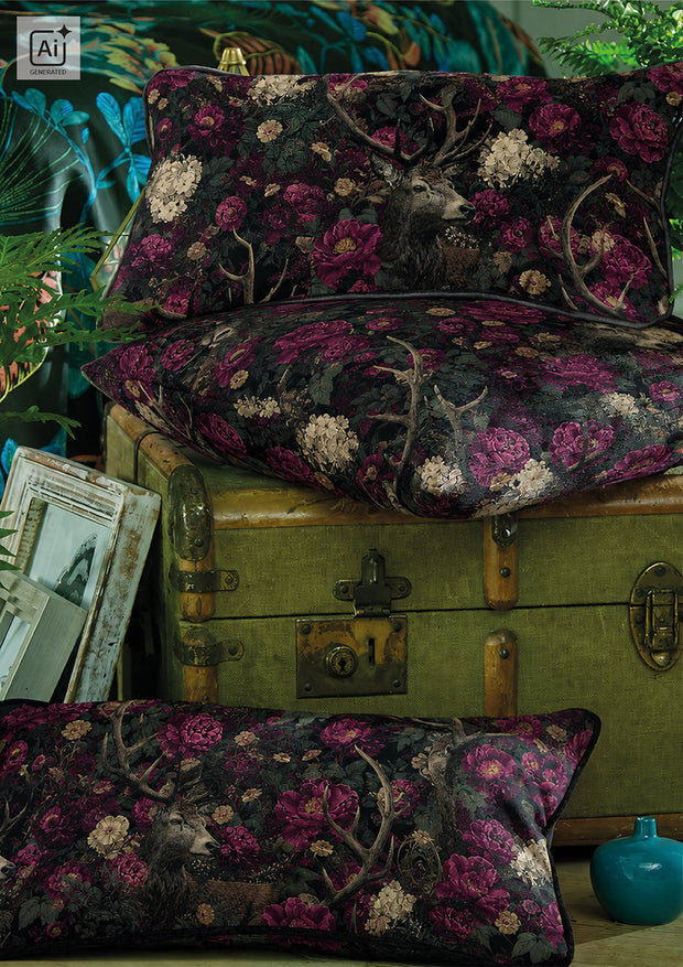 Panama tissu cerfs Rouge Bordeaux