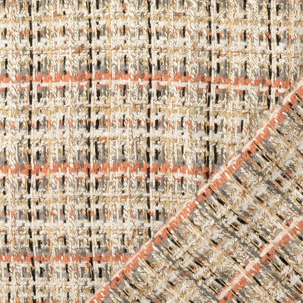 Bouclé tissu Abricot fil teint 