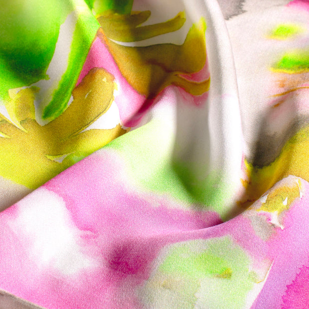 Viscose Satin fabric Abstract Fuchsia