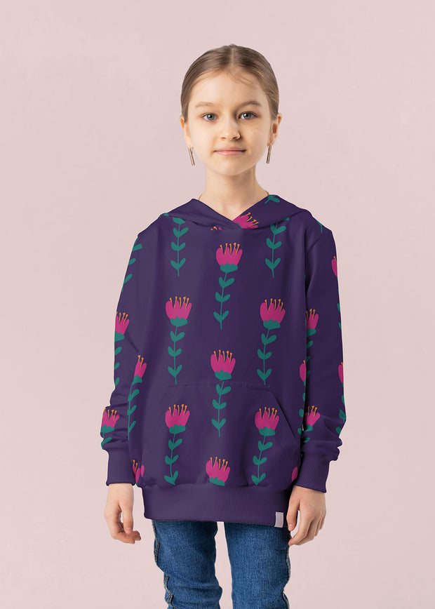French Terry fabrik Blumen Violett