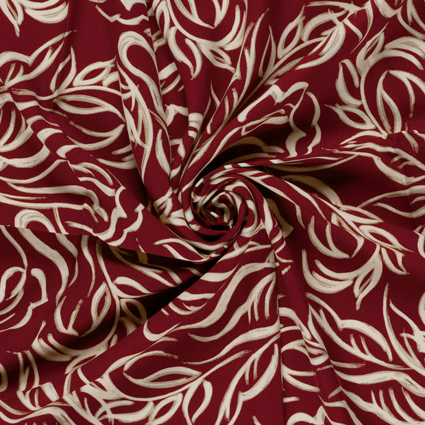 Sergé de Viscose tissu Bordeaux imprimé 