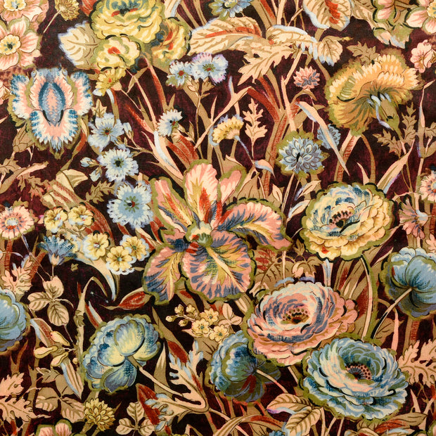 Velours tissu fleurs Multicolore