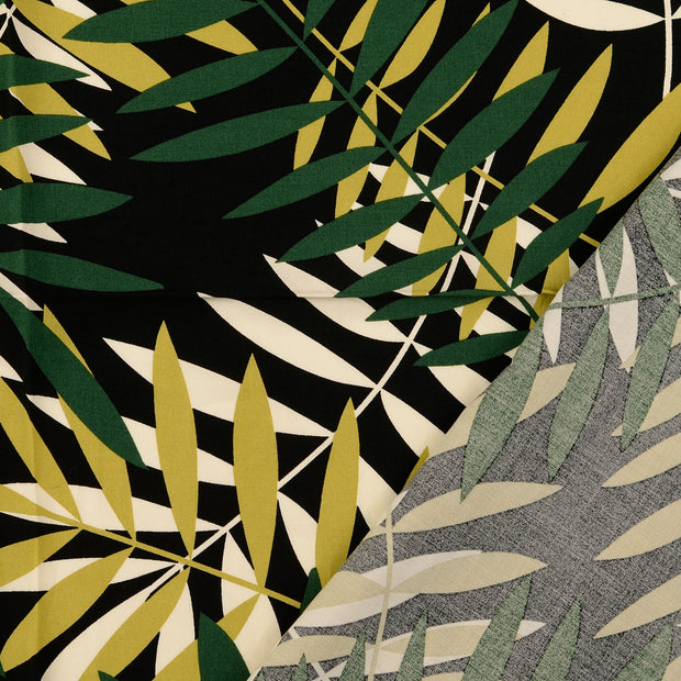Viscose Poplin fabric Olive Green printed 