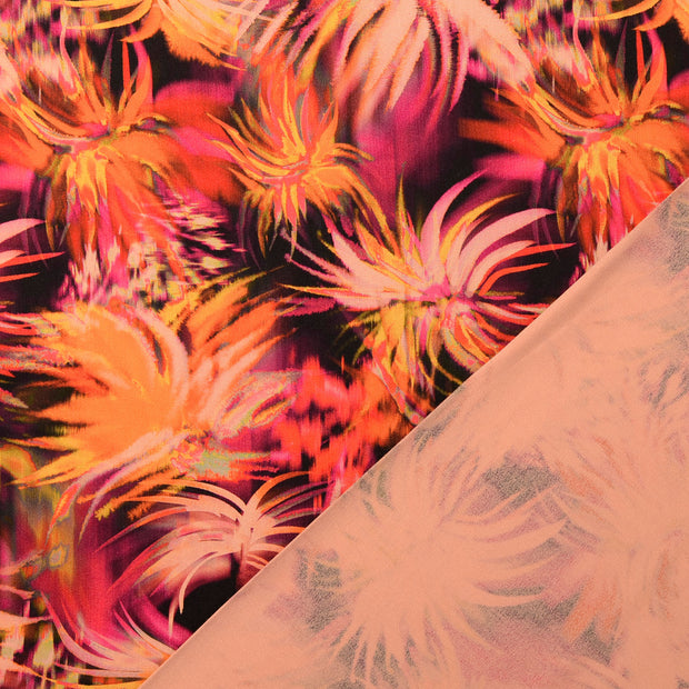 Viscose Satin fabric Coral digital printed 