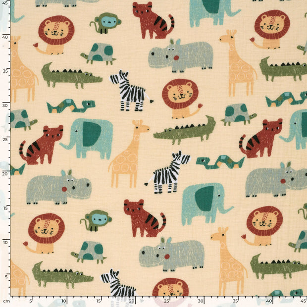 Muslin fabric Giraffes Beige