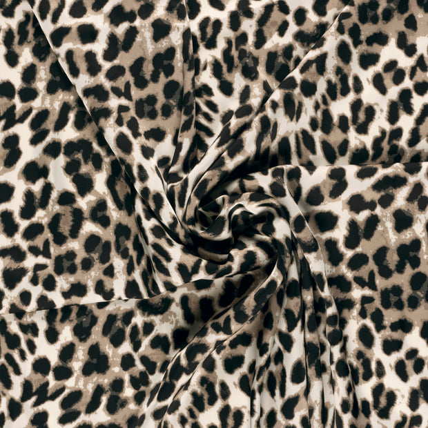 Satin Duchesse fabric White printed 