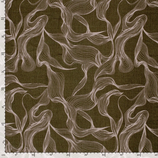 Borken Crepe fabric Abstract Taupe Grey