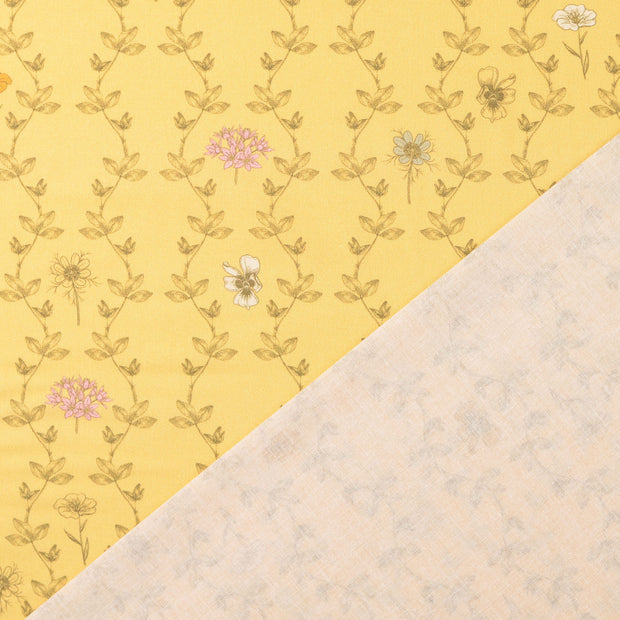 Cretonne tissu Jaune imprimé numérique 
