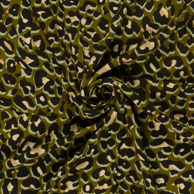 Viscose Poplin fabric Khaki Green printed 