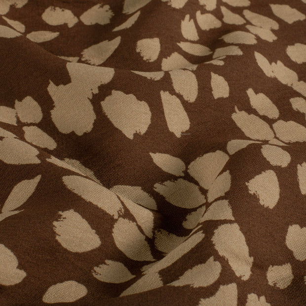 Viscose Nylon Crepe tissu fleurs Marron