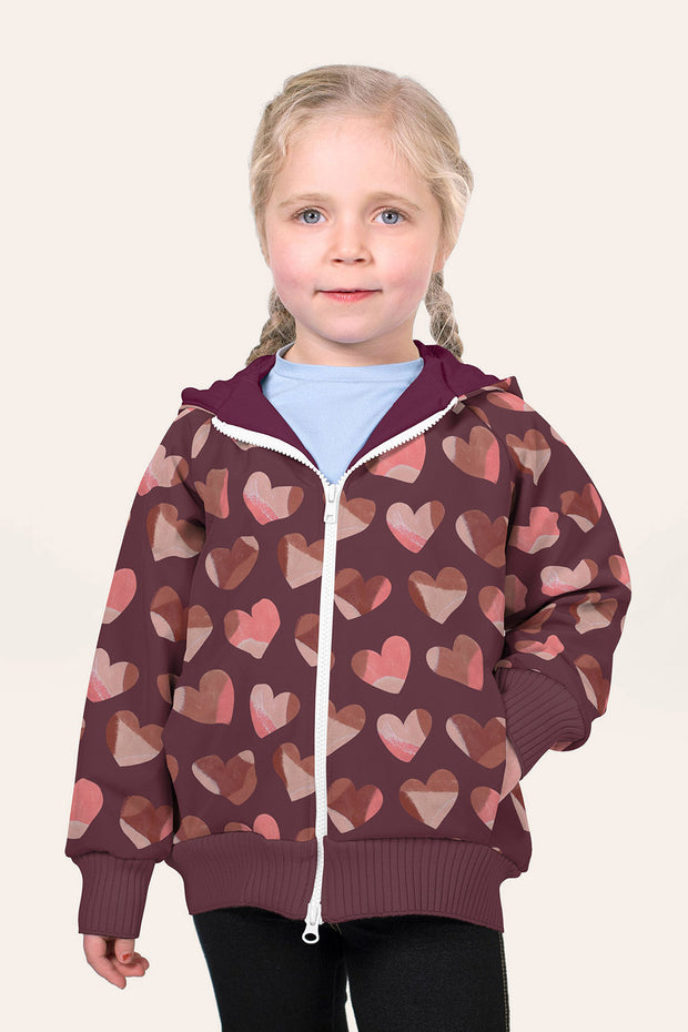 Softshell fabrik Herzen Bordeauxrot