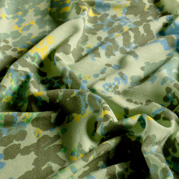 Viscose Jersey fabric Abstract Olive Green