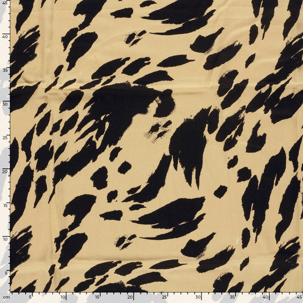 Viscose Satin fabric Abstract Beige