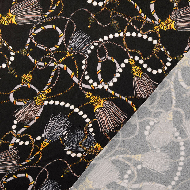 Viscose Satin fabric Grey digital printed 