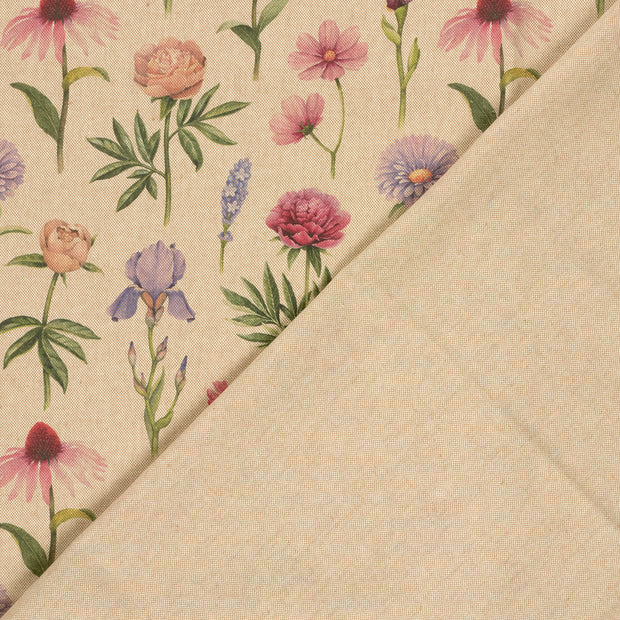 Aspect Lin tissu fleurs imprimé numérique 