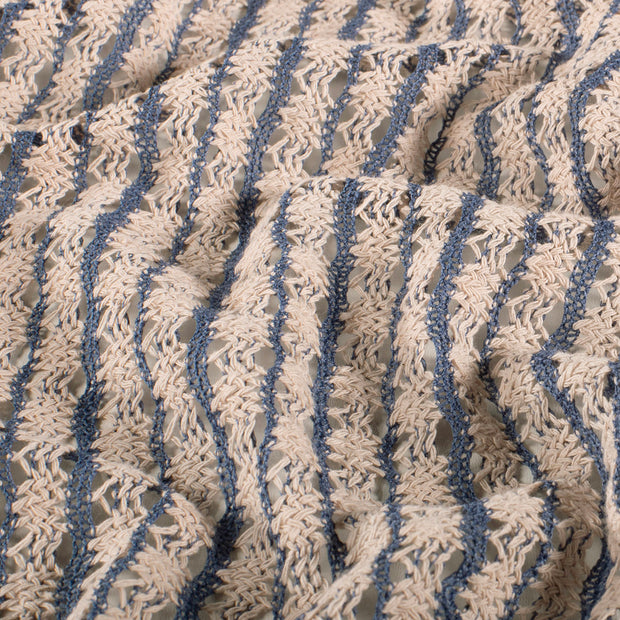 Dentelle tissu rayures Indigo