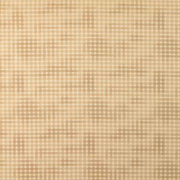 Popeline de Coton tissu Carreaux Beige