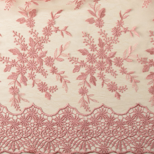 Dentelle tissu fleurs brodé avec bordure 