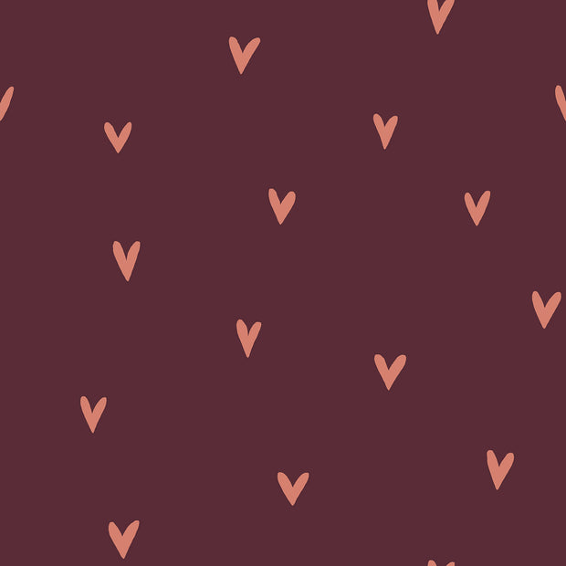 Babycord 21w fabric Hearts Bordeaux