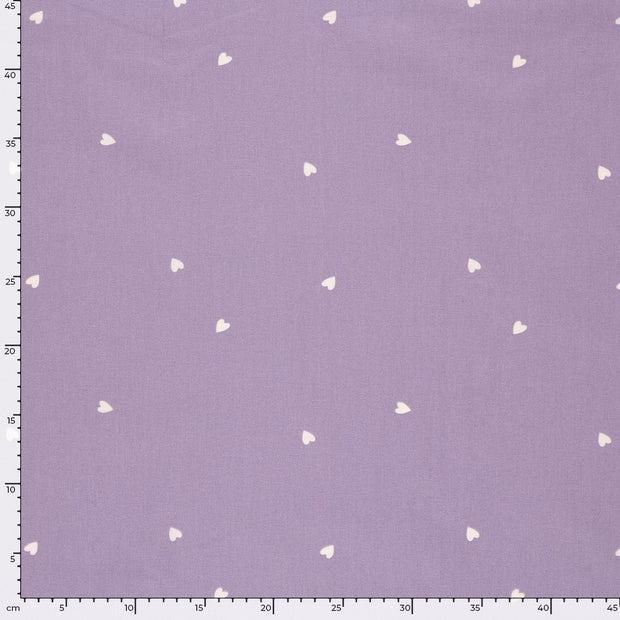 Cotton Poplin fabric Hearts Lila