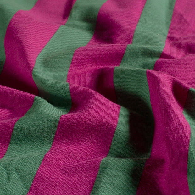 French Terry fabric Stripes Fuchsia