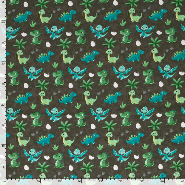 Jersey fabrik Dinosaurier Grau