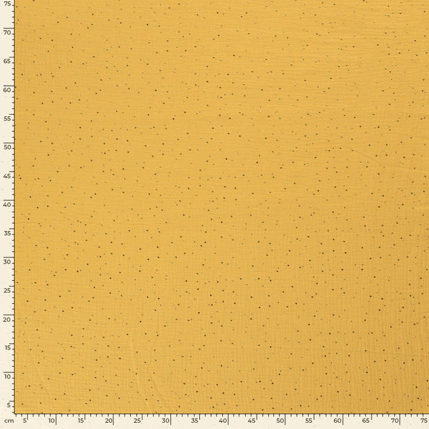 Double gaze tissu pois Ocre