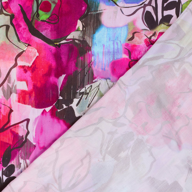 Viscose Satin fabric Flowers digital printed 