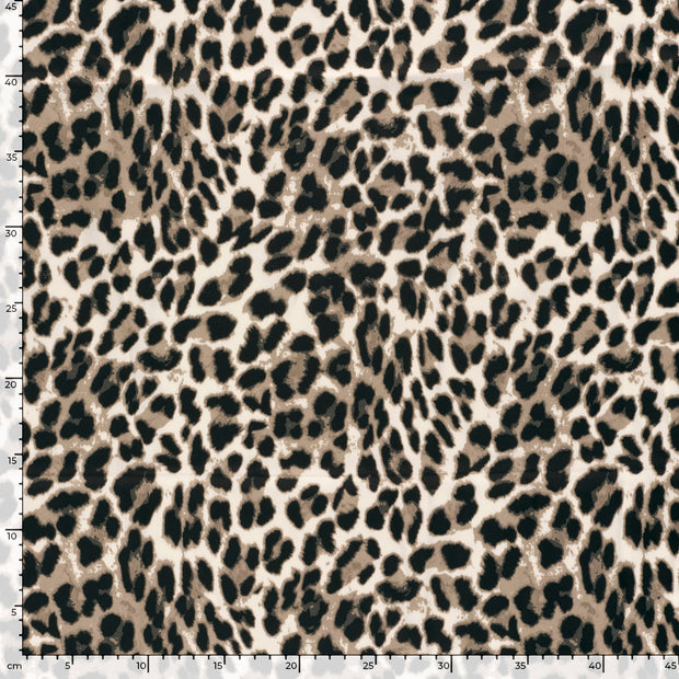 Satin Duchesse fabric Leopards White