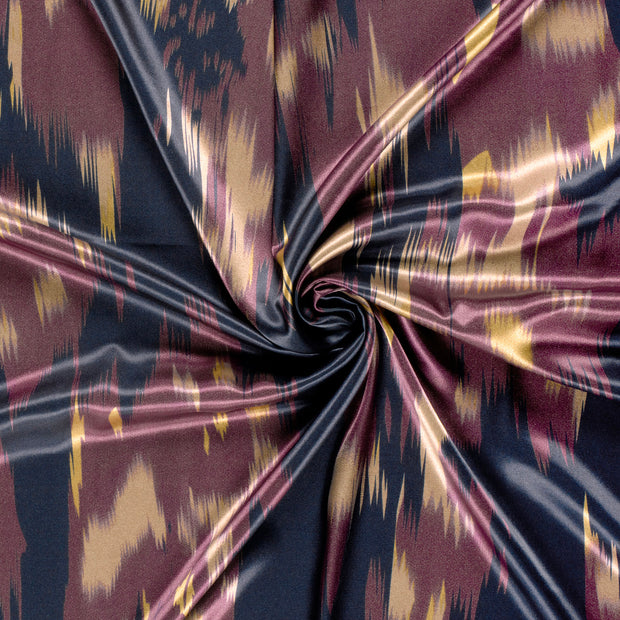Satin fabric Aubergine printed 