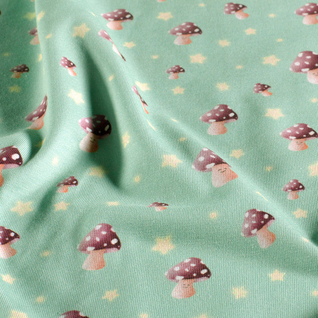Jersey tissu champignons Menthe