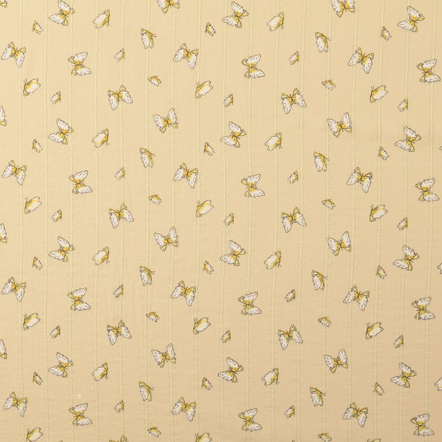 Voile fabric Butterflies Yellow