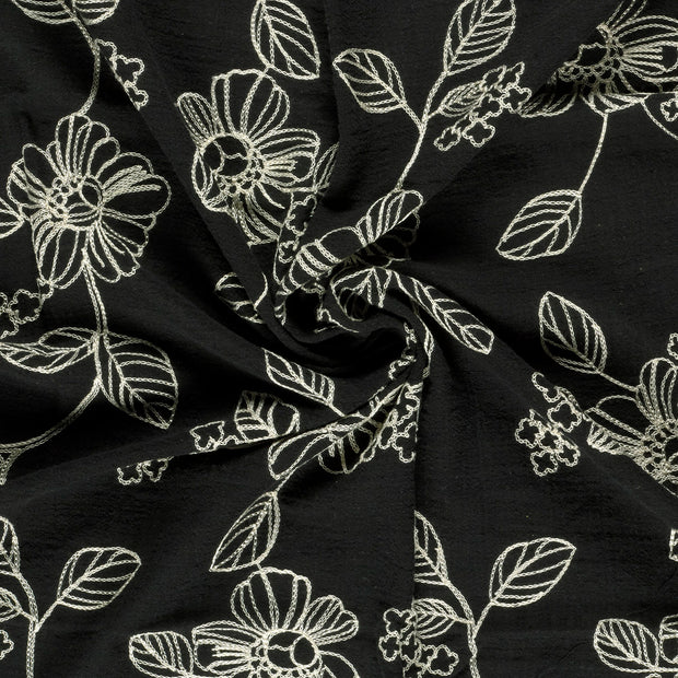  fabric Black embroidered 
