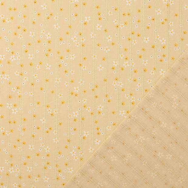 Voile tissu Jaune imprimé numérique 