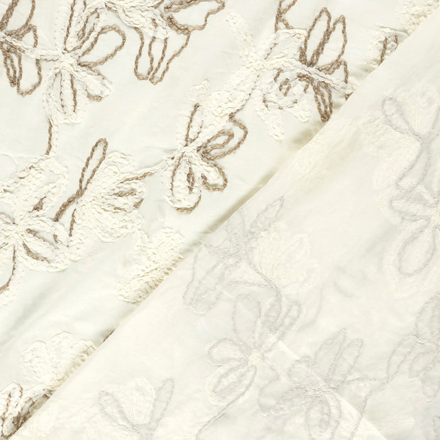 Voile tissu fleurs avec application 